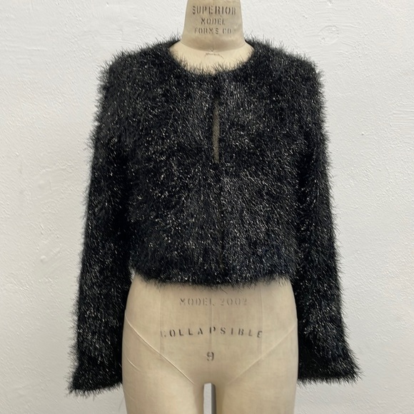 Confetti Faux Fur Cropped Cardigan - Picture 1 of 8